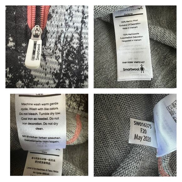 Smartwool Merino Wool 250 1/4 Zip Forest Pattern Base Layer Women Size XS - Picture 8 of 11